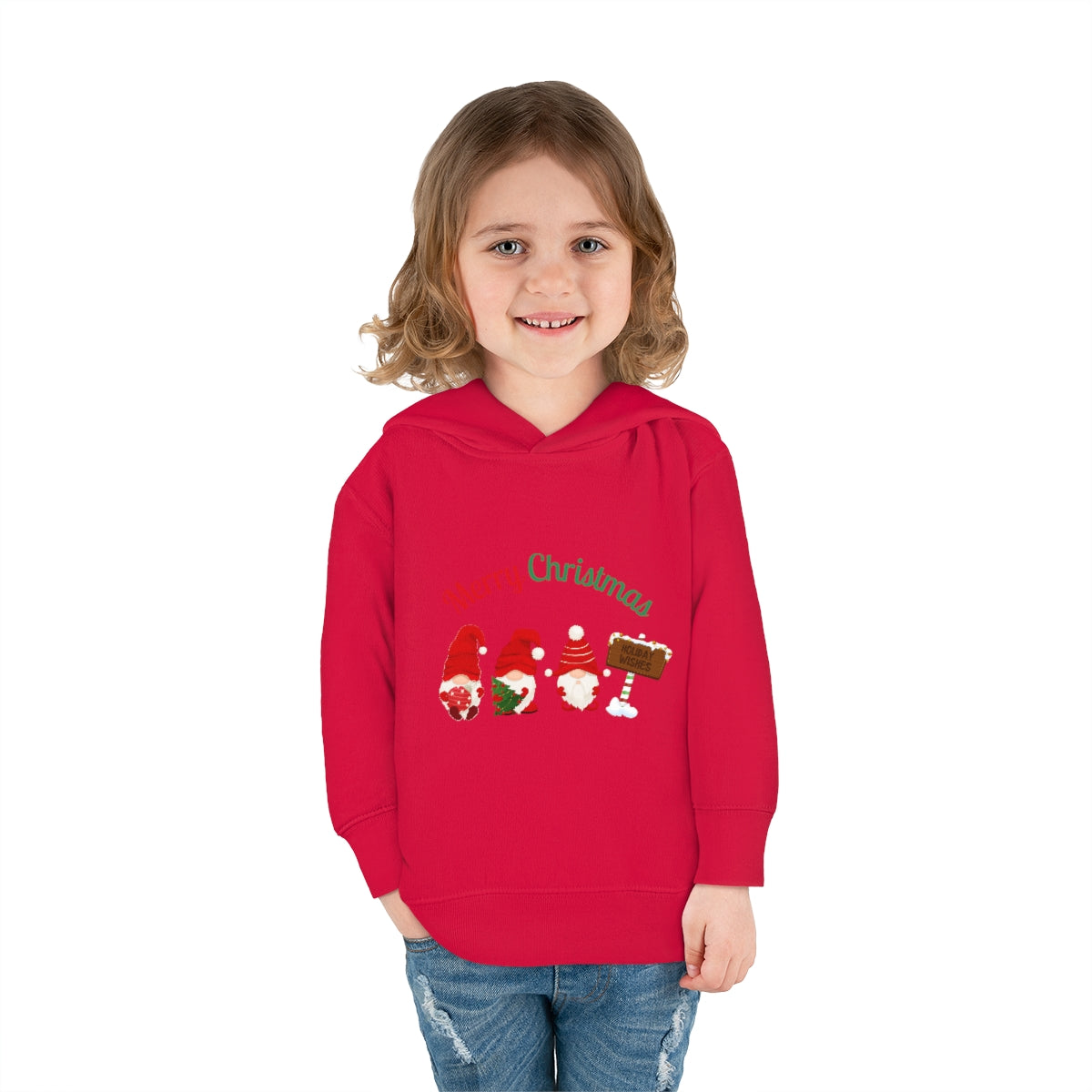 Cute Gnome Merry Christmas Toddler Pullover Fleece Hoodie