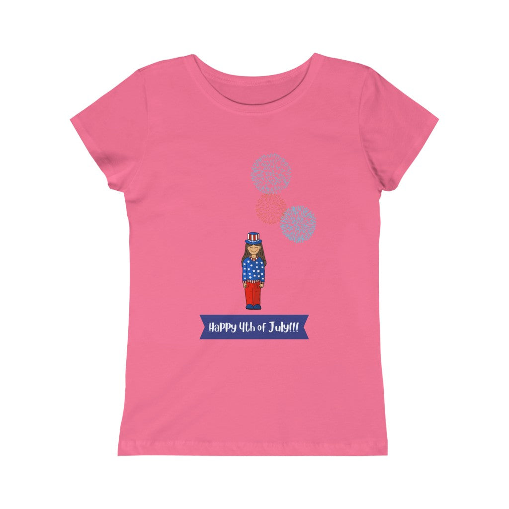 Happy 4th of July Girls Princess Tee