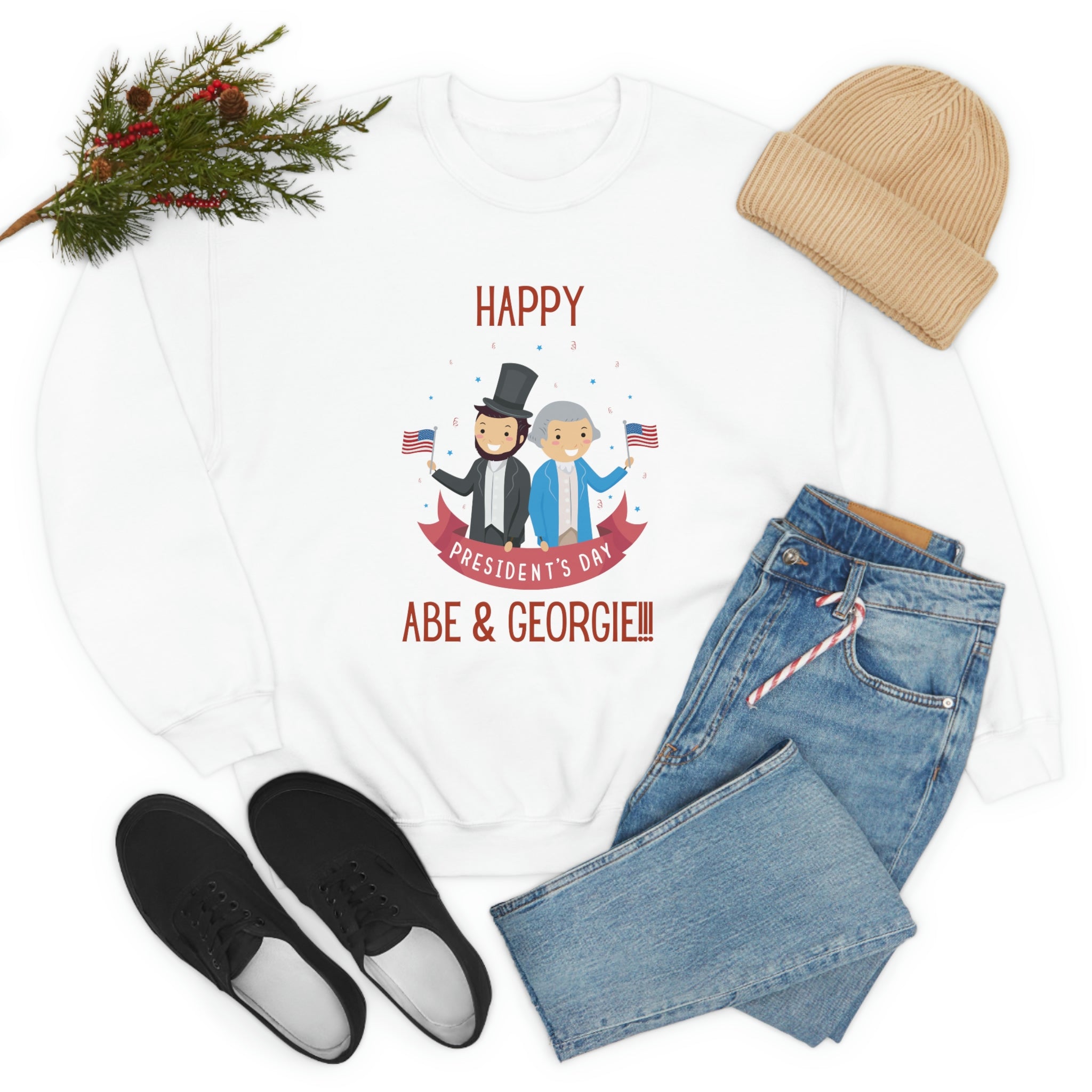 Happy President's Day Abe & Georgie!!! Unisex Heavy Blend™ Crewneck Sweatshirt