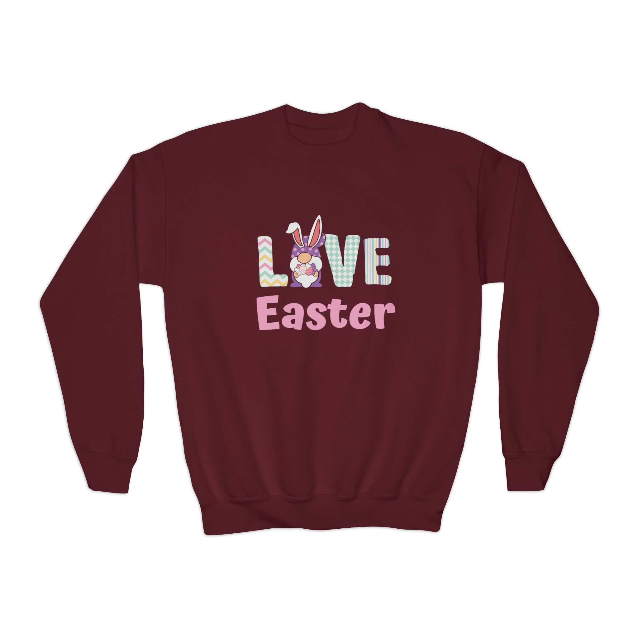 Gnome Love Easter Youth Crewneck Sweatshirt