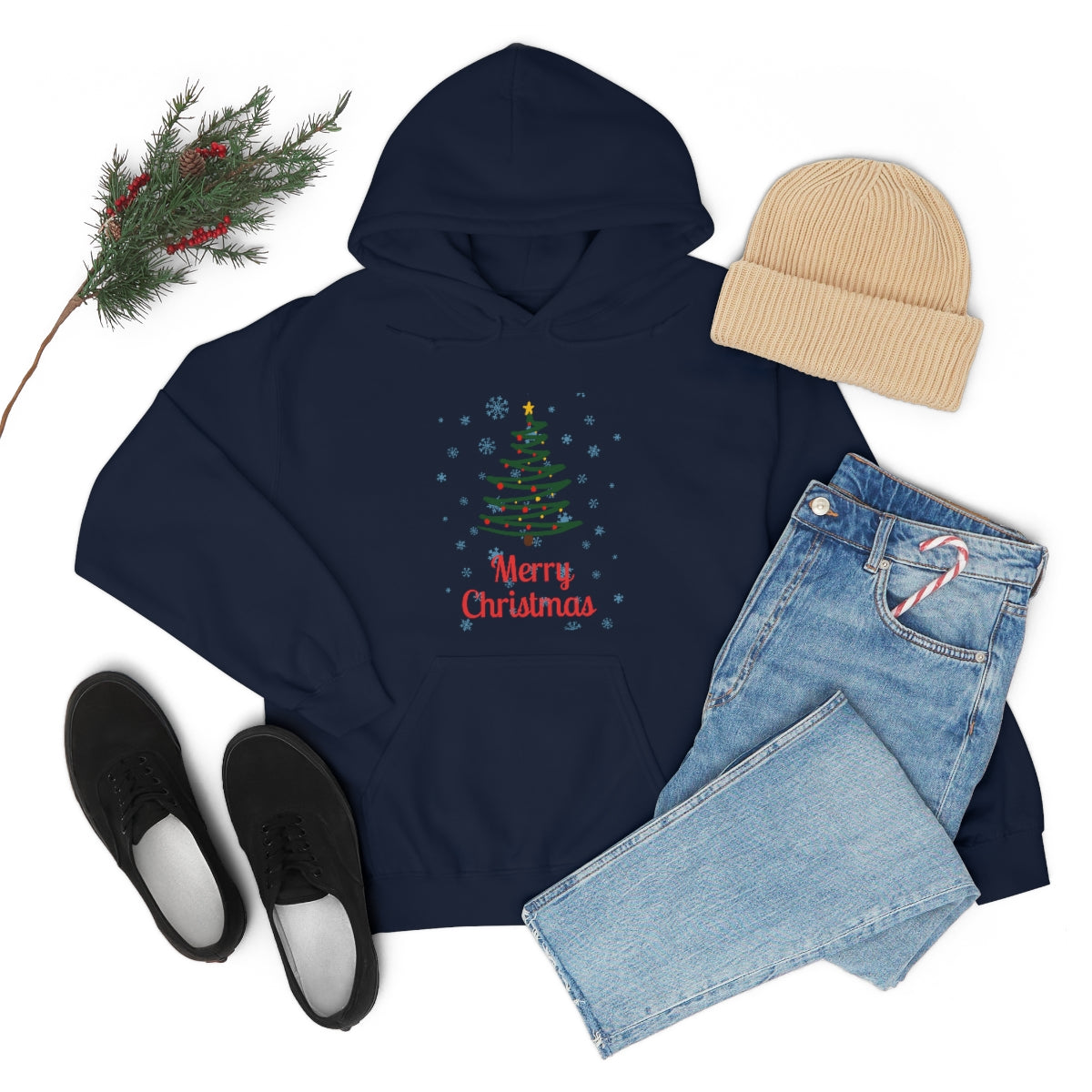 Merry Christmas Tree Unisex Heavy Blend™ Hooded Sweatshirt