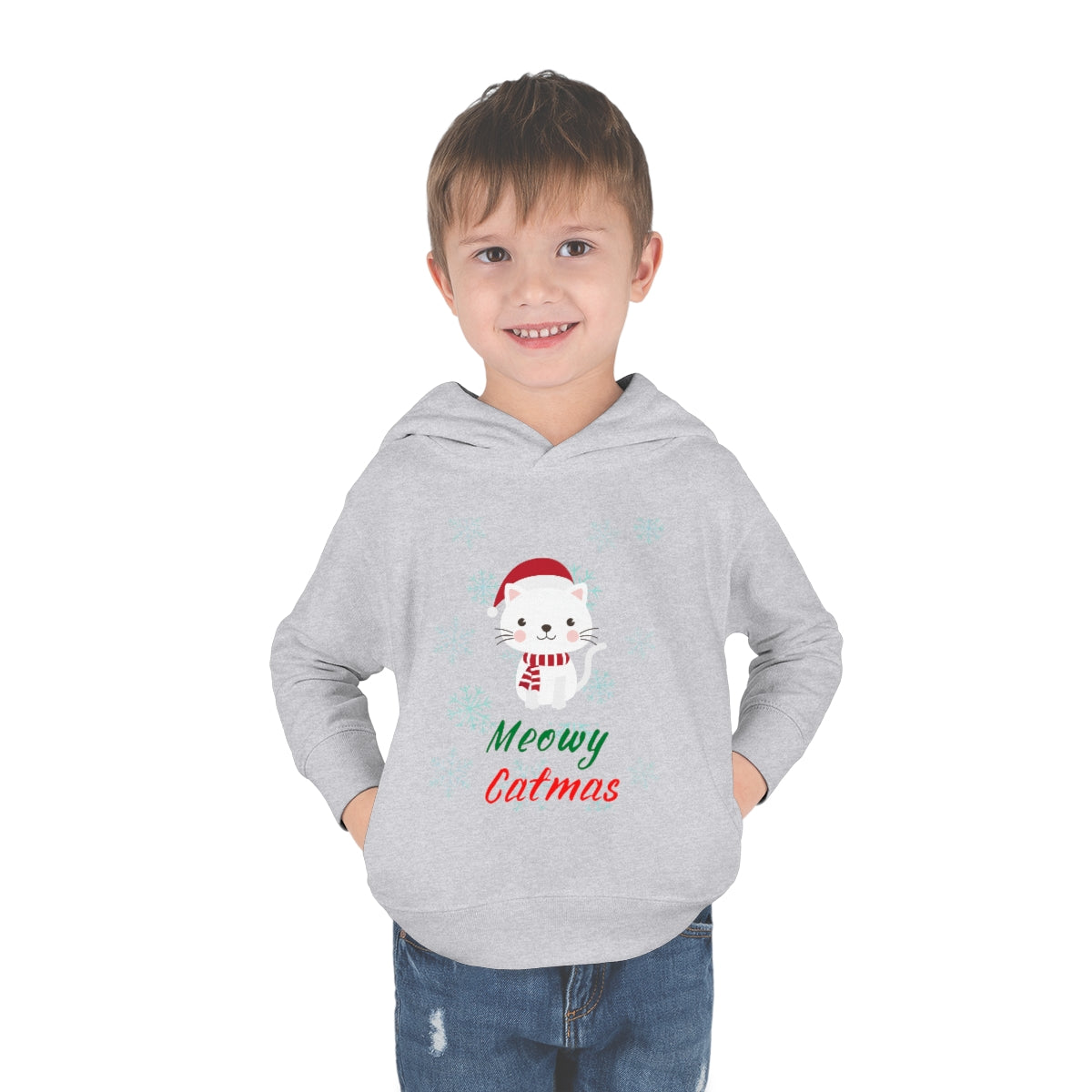 Meowy Catmas Toddler Pullover Fleece Hoodie