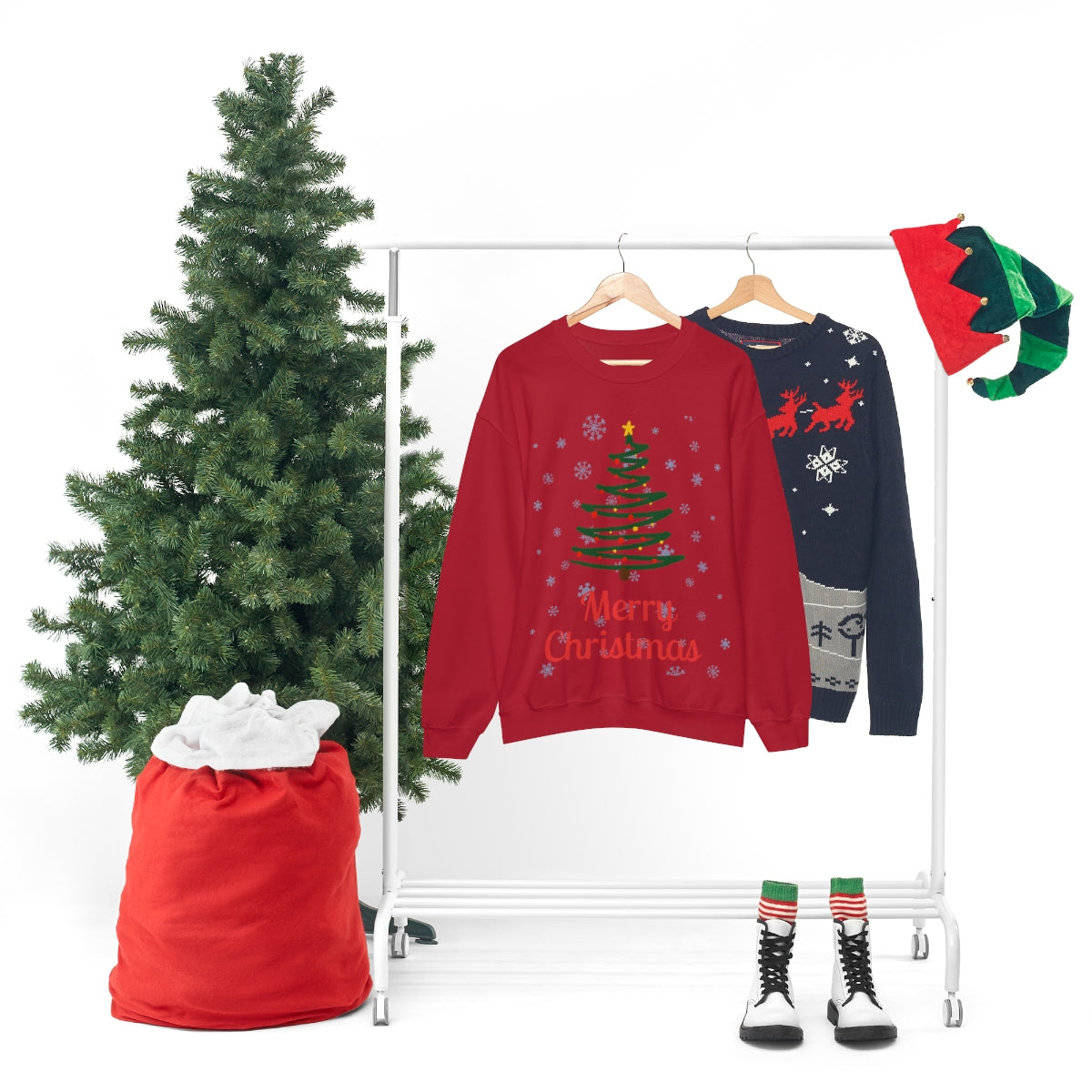 Merry Christmas Tree Unisex Heavy Blend™ Crewneck Sweatshirt