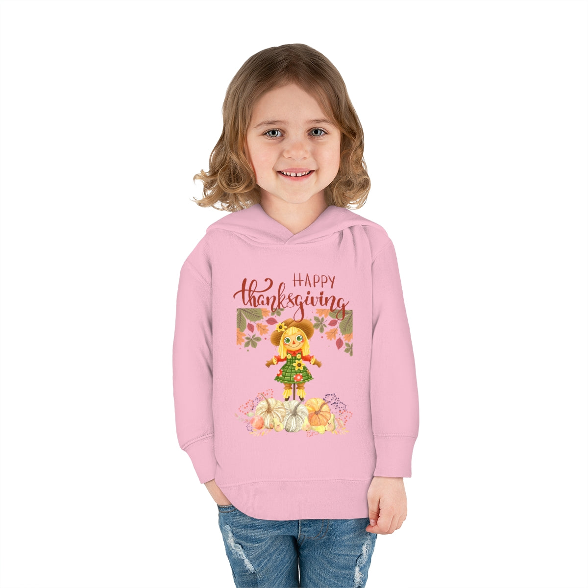 Scarecrow Happy Thanksgiving Toddler Pullover Fleece Hoodie