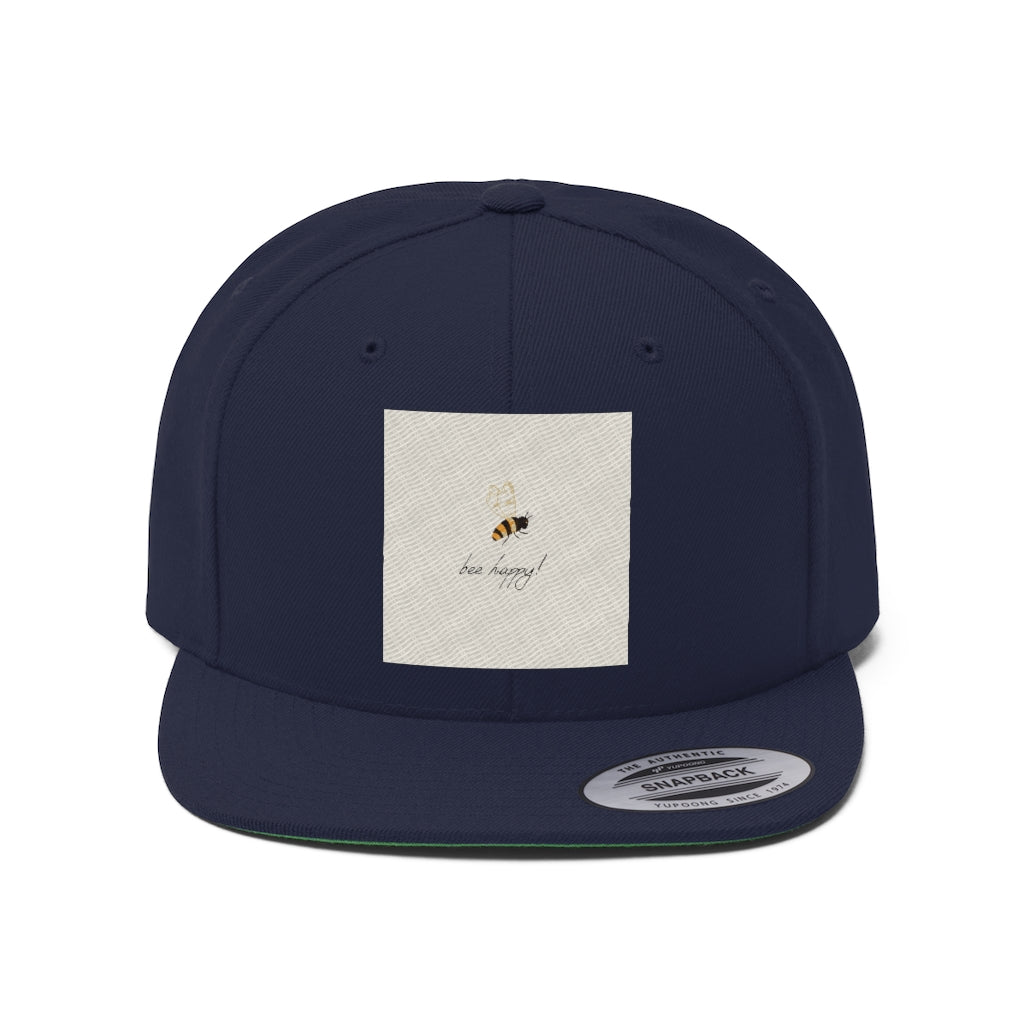 Bee Happy Unisex Flat Bill Hat