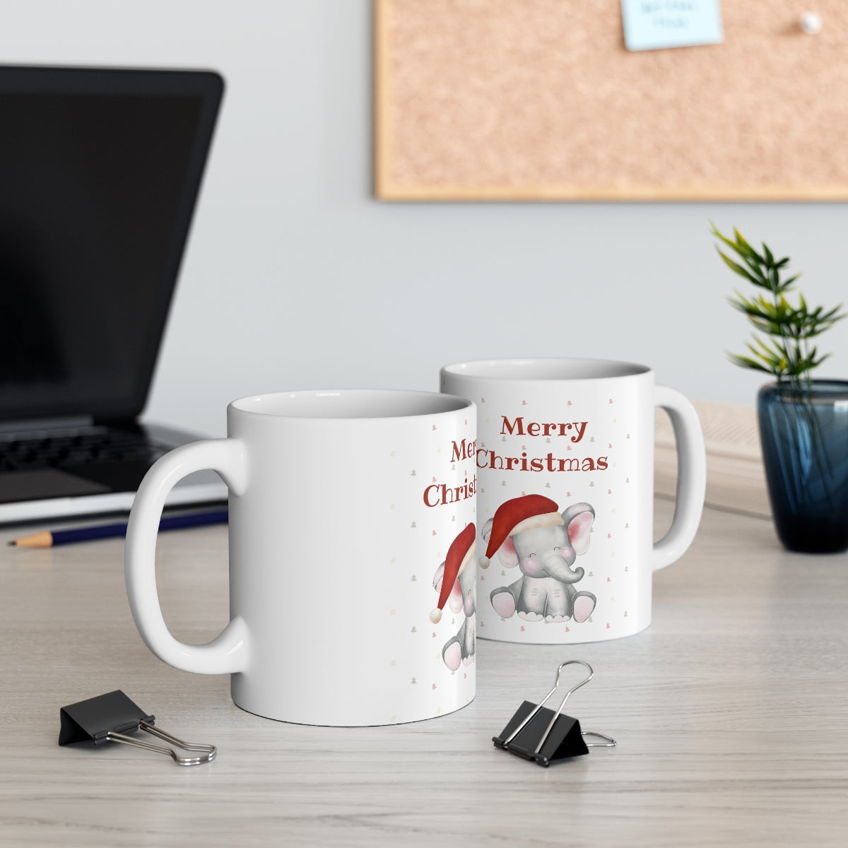 Cute Christmas Elephant Ceramic Mug 11oz