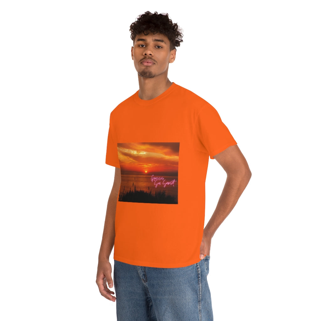 Grasses Sea Sunset Unisex Heavy Cotton Tee