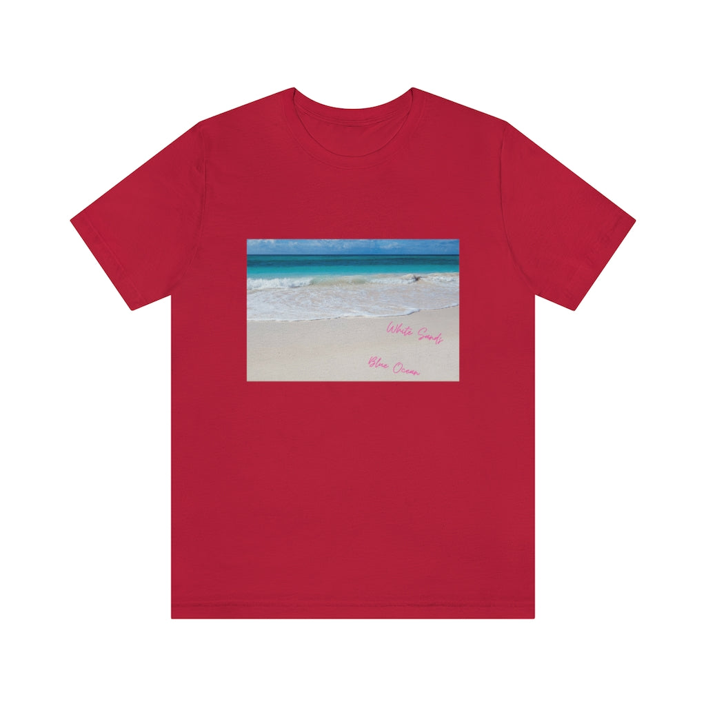 White Sands Blue Ocean Unisex Jersey Short Sleeve Tee