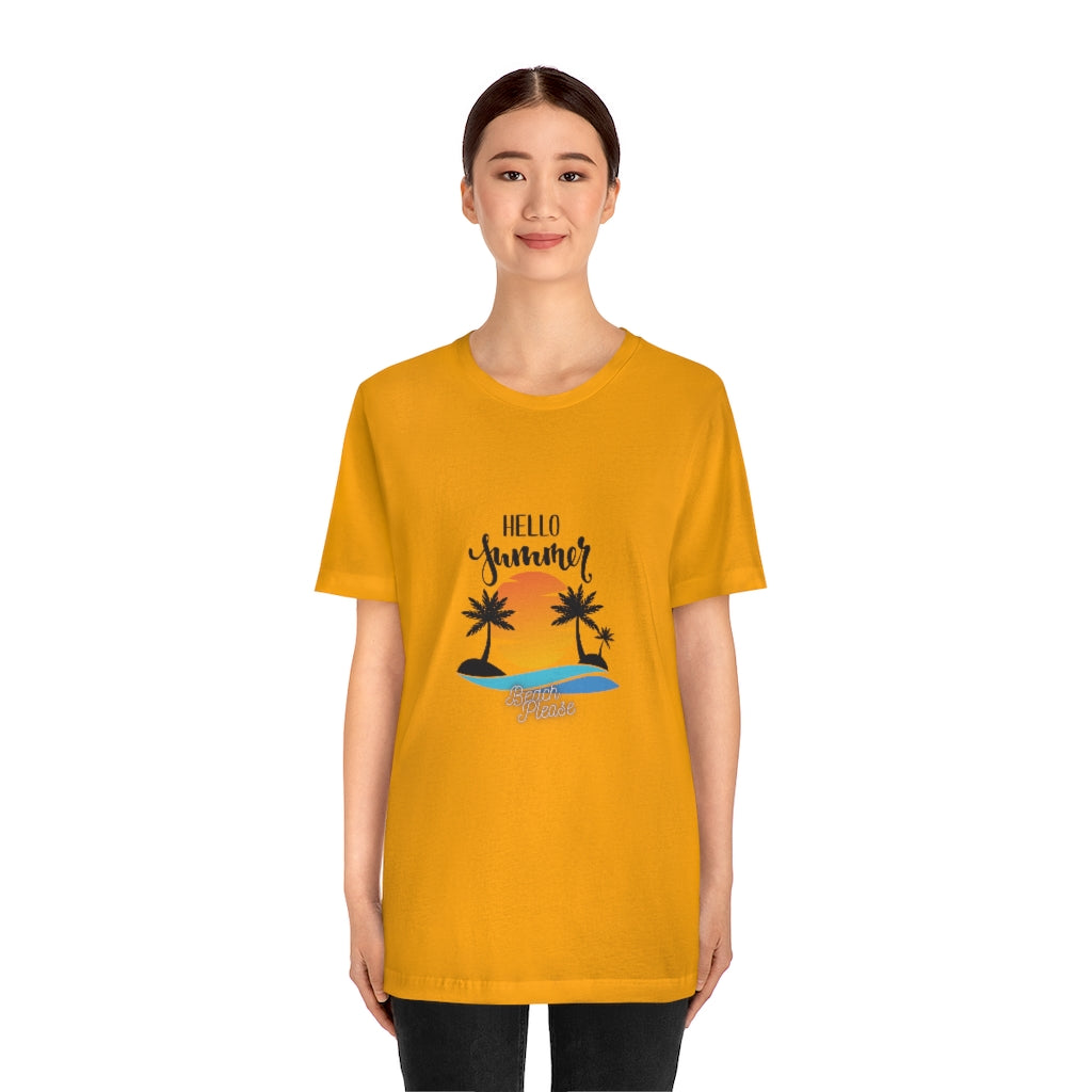 Hello Summer Beach Please Unisex Jersey Short Sleeve Tee