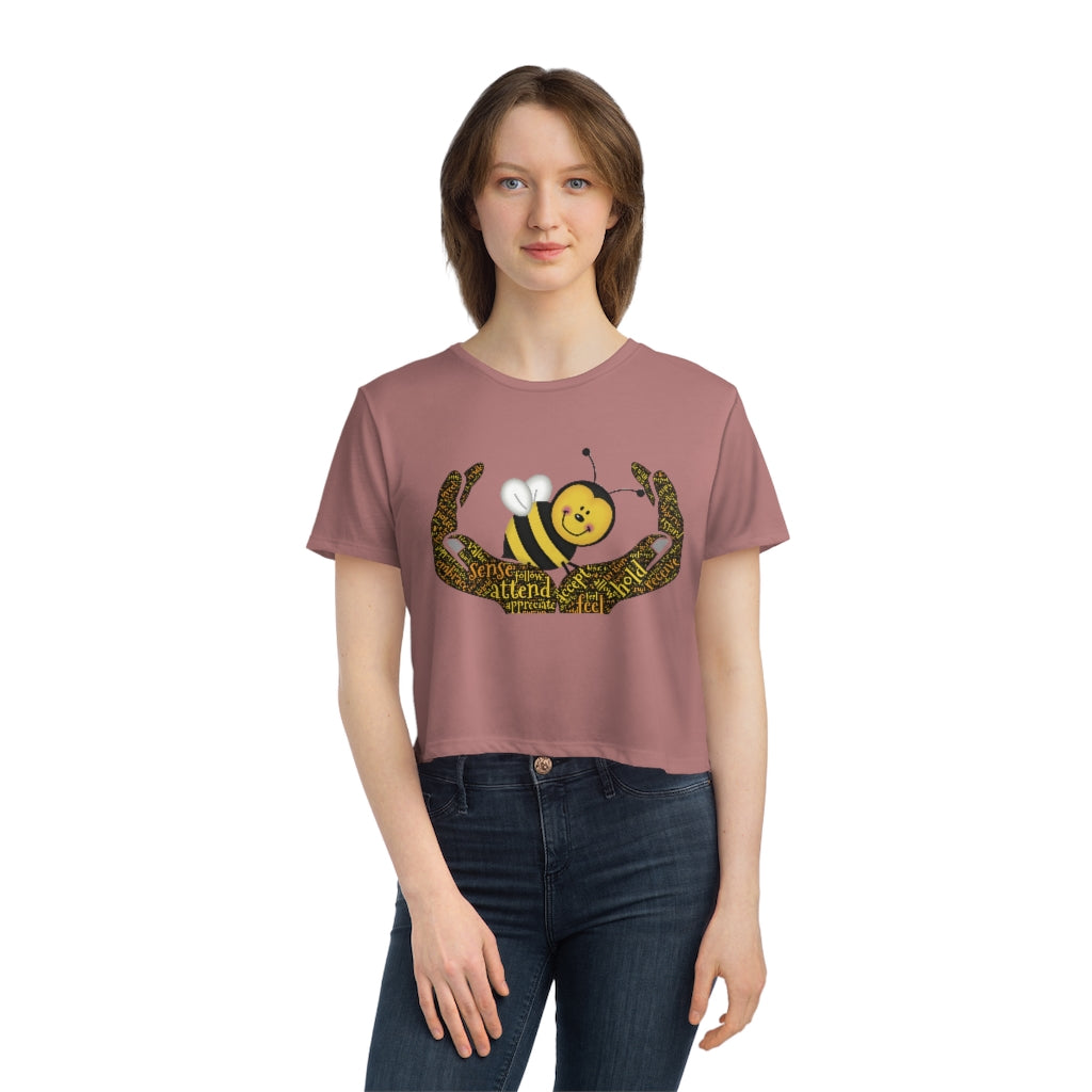 Bee Happy Women's Flowy Cropped Tee