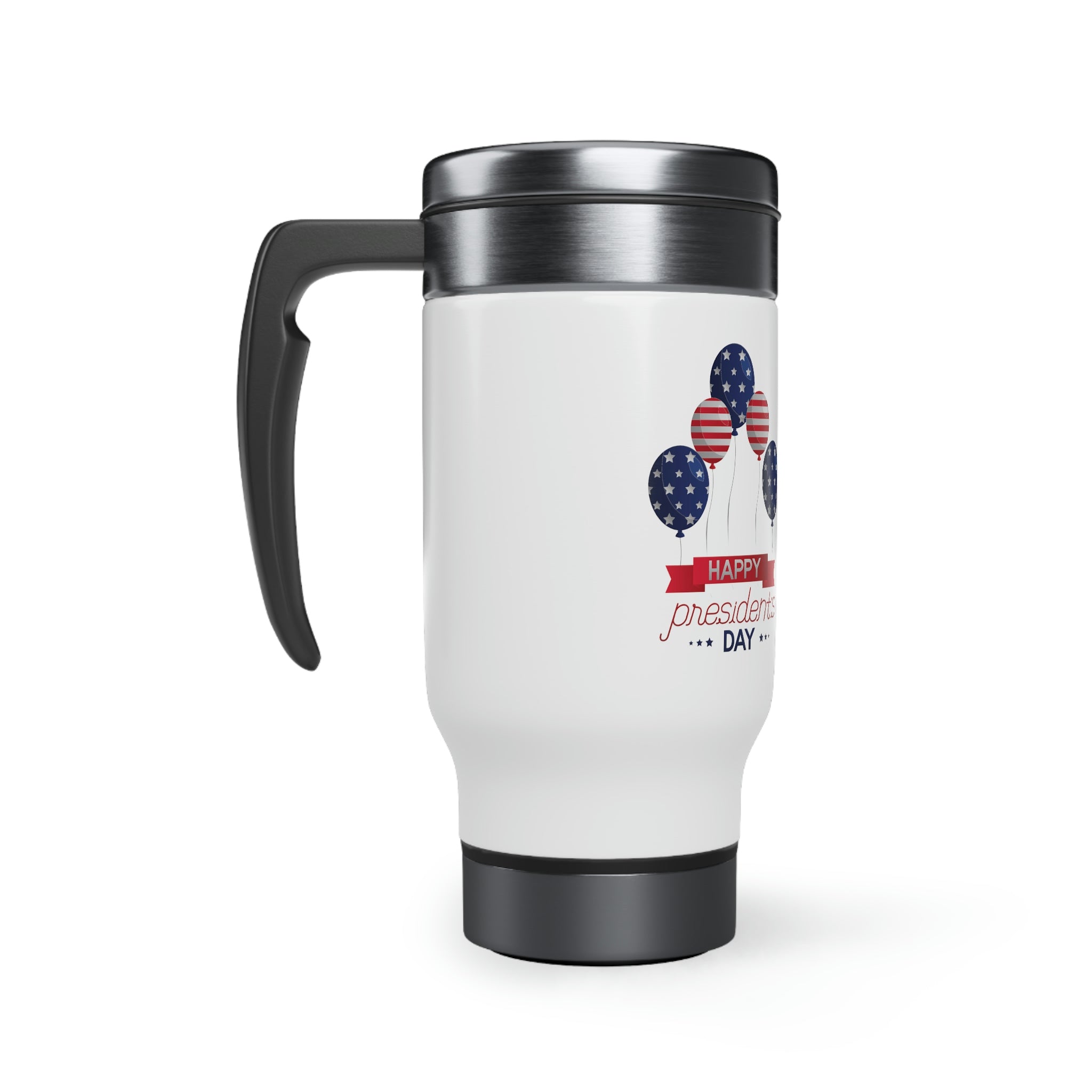 Happy Valentine's Day Stars & Stripe Stainless Steel Travel Mug with Handle, 14oz