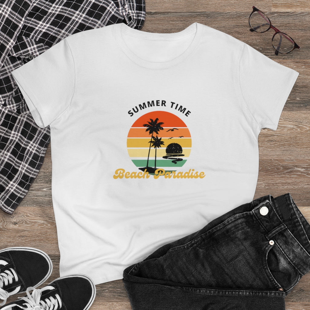 Beach Paradise Women's Midweight Cotton Tee