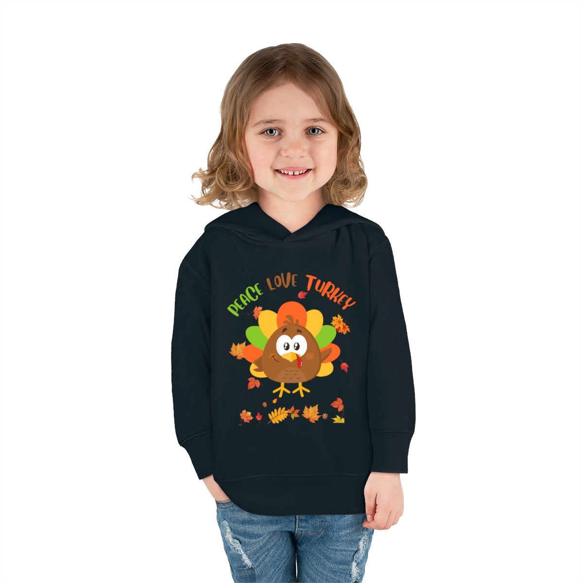 Peace Love Turkey Toddler Pullover Fleece Hoodie