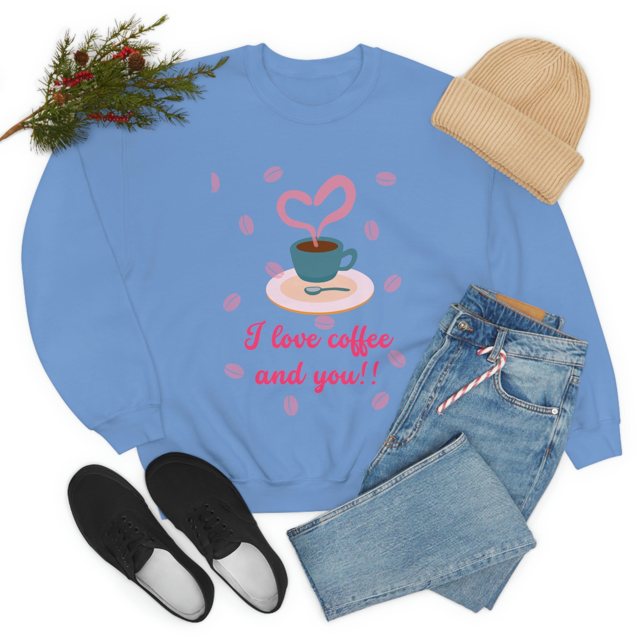 I Love Coffee & You!! Unisex Heavy Blend™ Crewneck Sweatshirt