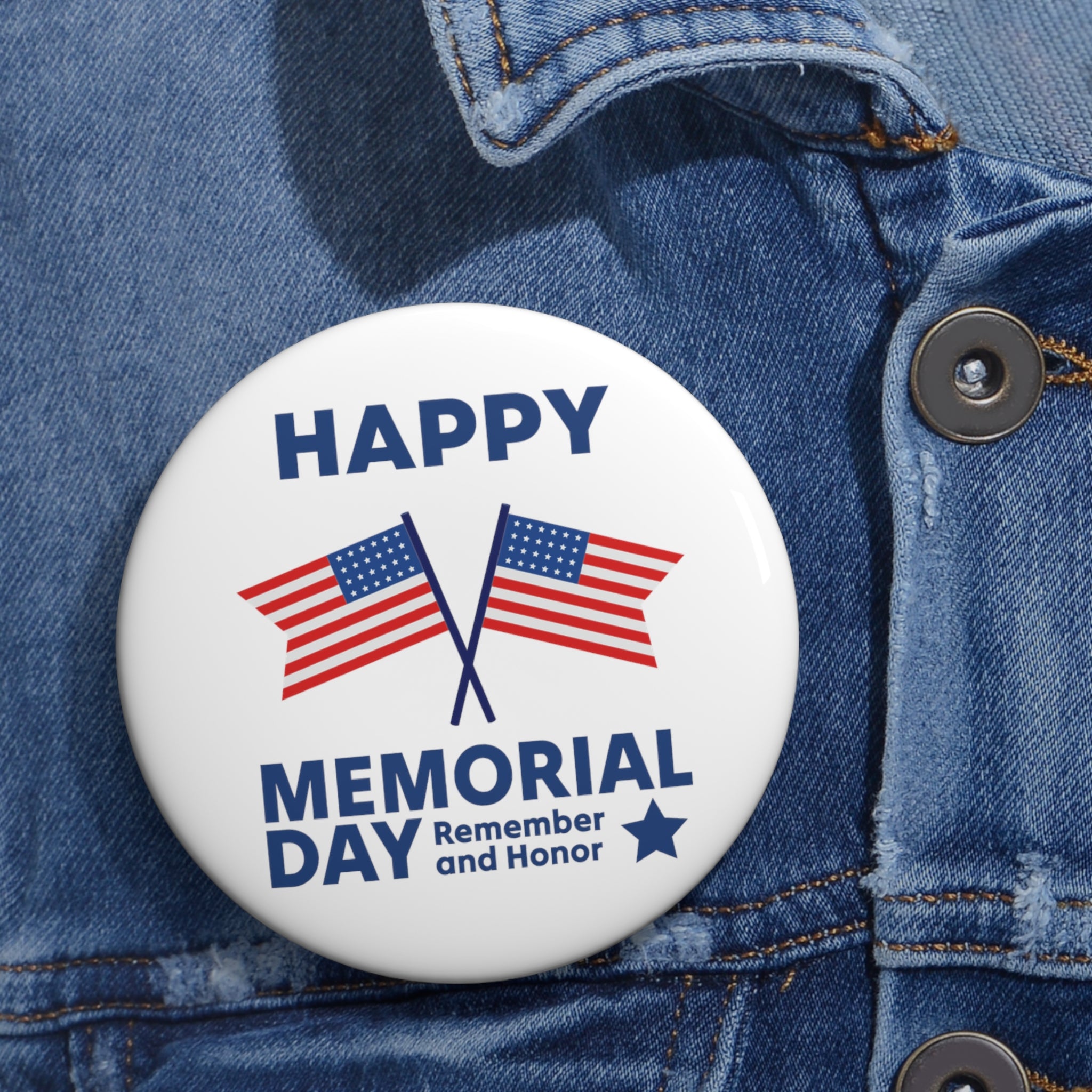 Happy Memorial Day Pin Buttons