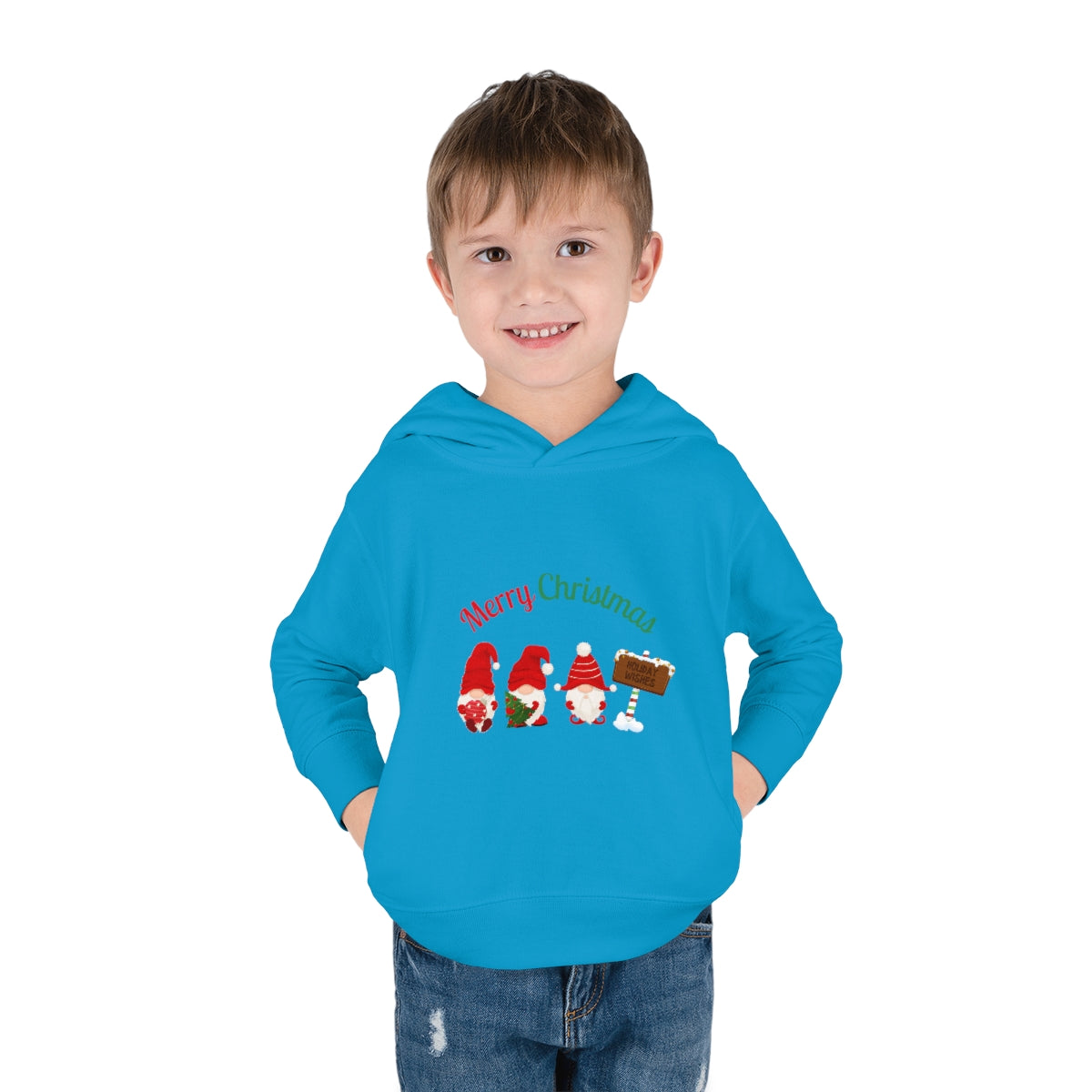 Cute Gnome Merry Christmas Toddler Pullover Fleece Hoodie