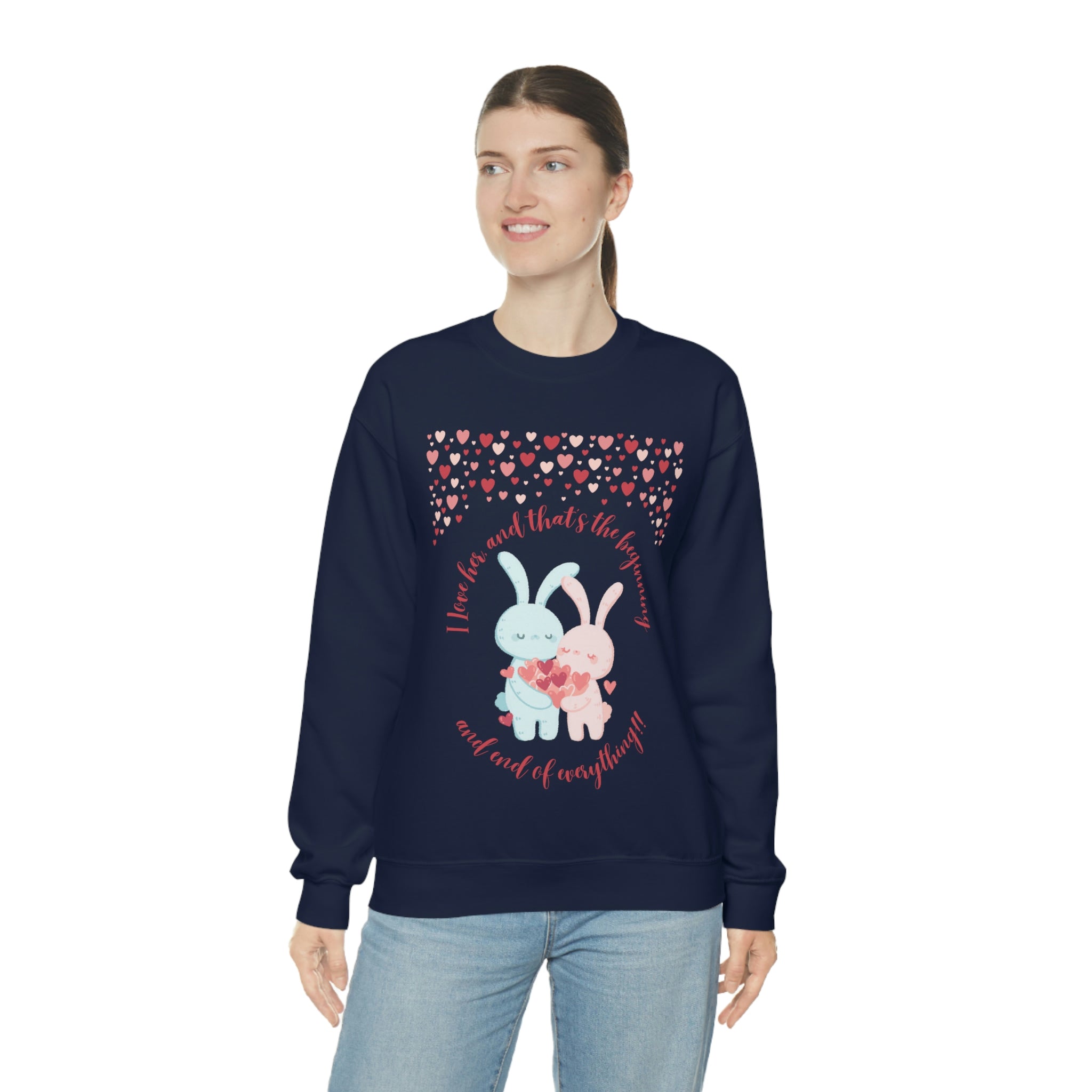 The I Love Her U & Me Unisex Heavy Blend™ Crewneck Sweatshirt