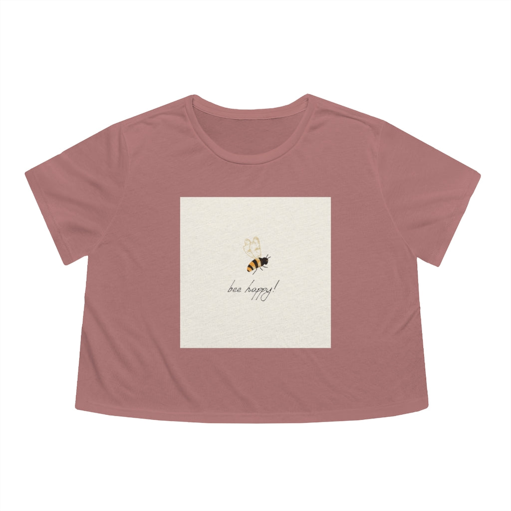 Bee Happy Women's Flowy Cropped Tee