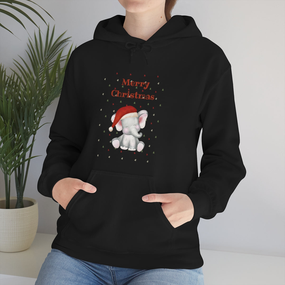 Cute Christmas Elephant Unisex Heavy Blend™ Hooded Sweatshirt