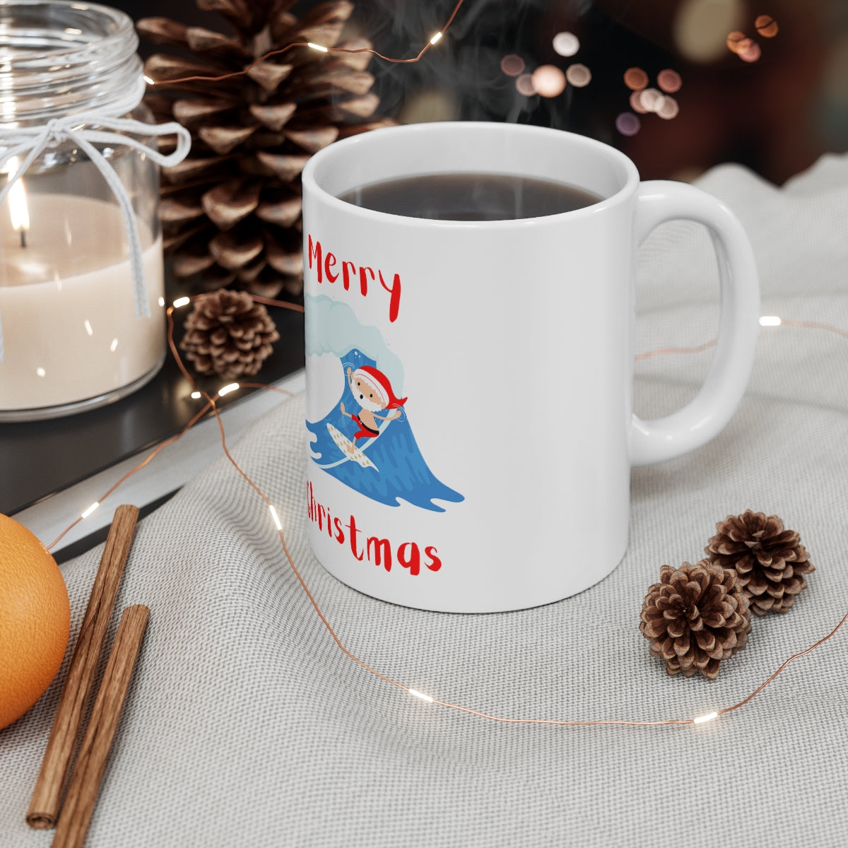 Surfing Santa Ceramic Mug 11oz